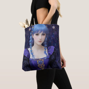 Bolsa Tote Violet the Cute Dark Academia Girl Fantasy Art