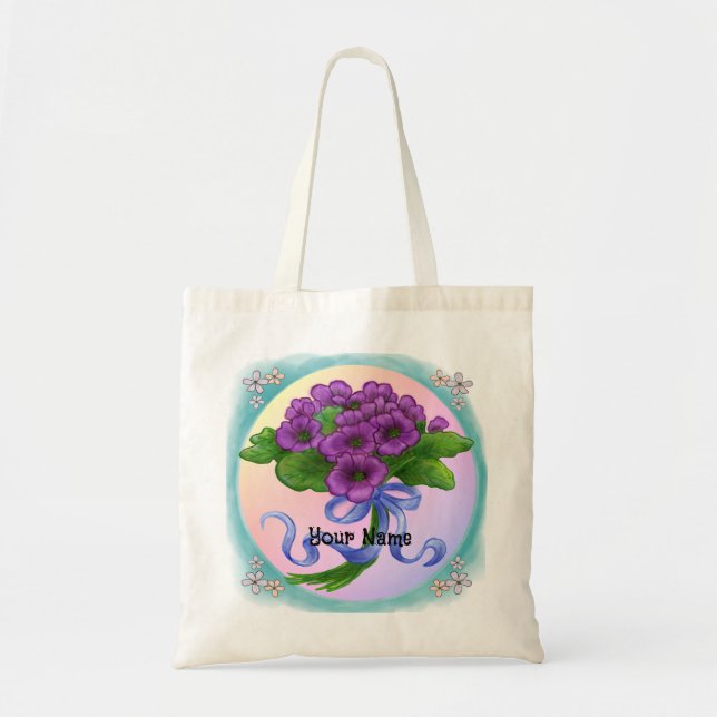 Bolsa Tote Violeta Buquê de flores (Frente)