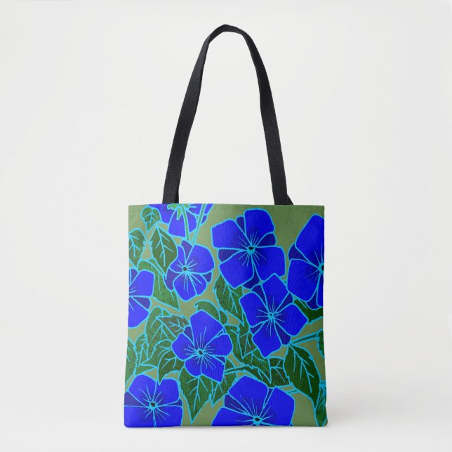 Bolsa Tote Violetas Azuis #6 (Frente)