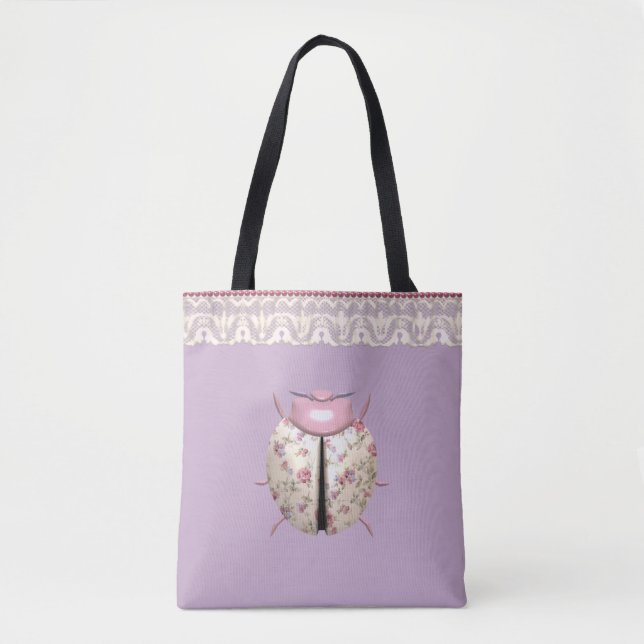 Bolsa Tote Violetas e Rosas florais bonitos (Frente)