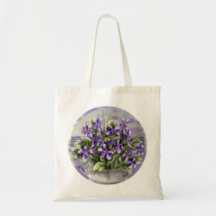 Bolsa Tote violetas em vidro luar