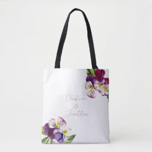 Bolsa Tote Violetas Românticas de Aquarela