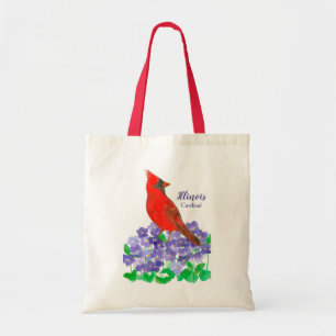 Bolsa Tote Violetas Roxas Cardinhas de Aves do Illinois Souve
