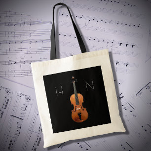 Bolsa Tote Violin Classic Music Monograma Black