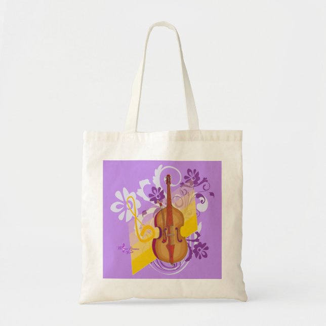Bolsa Tote Violin Floral Swirl Purple Budget Tote Bag (Frente)