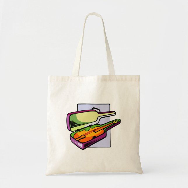 Bolsa Tote Violino caso que roxo e gráfico verde (Frente)