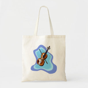 Bolsa Tote Violino com imagem azul do gráfico do fundo