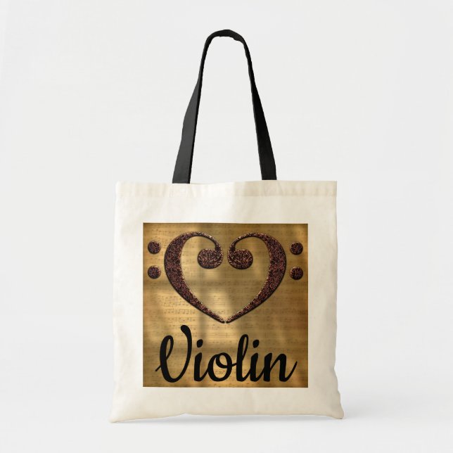 Bolsa Tote Violino do Coração Limpo Duplo (Frente)