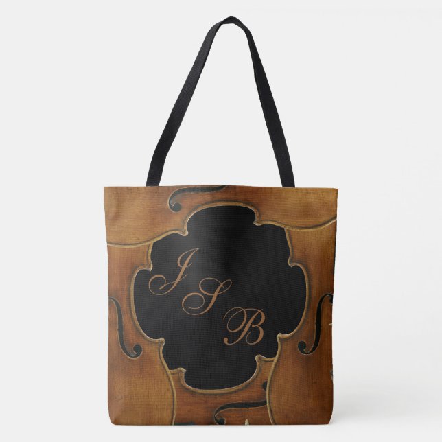 Bolsa Tote Violinos que quadro o monograma feito sob (Frente)