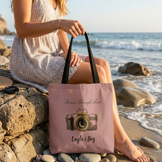 Bolsa Tote Viral Custom Name Camera Gift Sleek Trendy