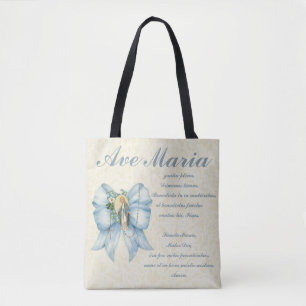 Bolsa Tote Virgem Católica Mary Ave Maria Baby Jesus Floral
