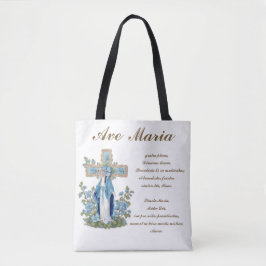 Bolsa Tote Virgem Católica Mary Ave Maria em Latim