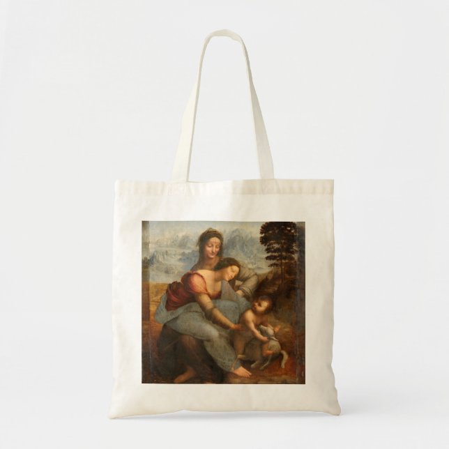 Bolsa Tote Virgem e Santo Infantil Anne Leonardo da Vinci (Frente)