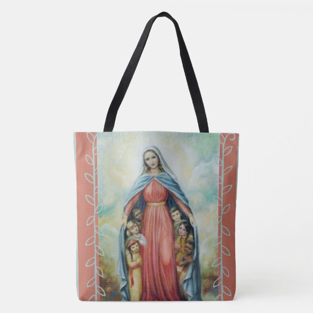 Bolsa Tote Virgem Maria abençoada com crianças (Frente)