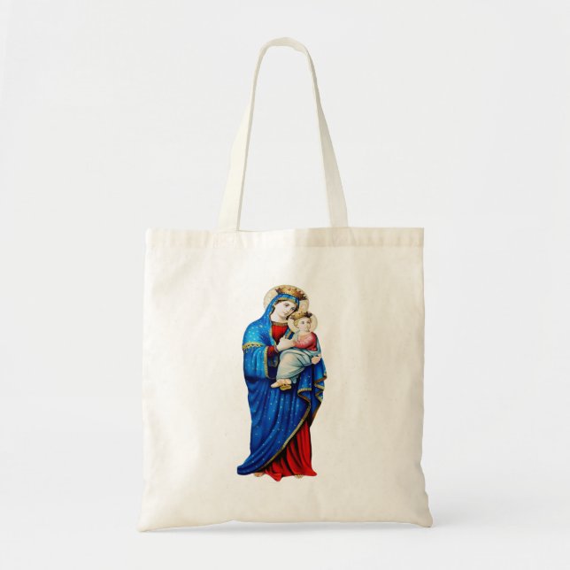 Bolsa Tote Virgem Maria com Jesus Bebê (Frente)