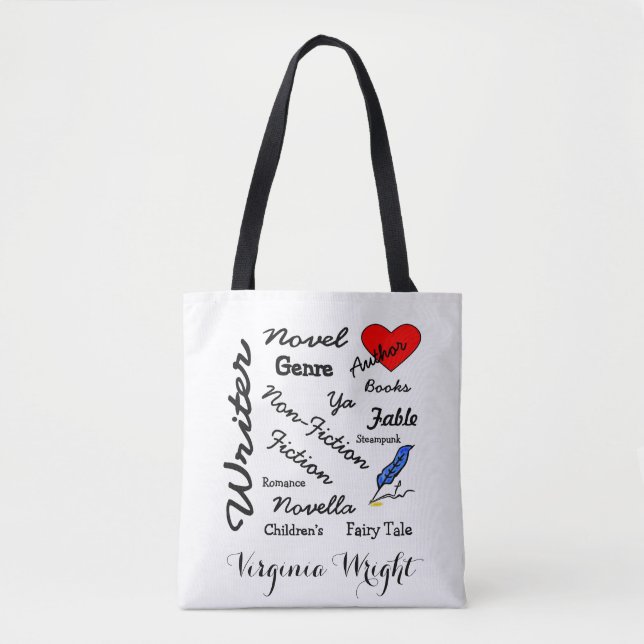 Bolsa Tote Virginia Wright Writer-Author Palavras Personaliza (Frente)