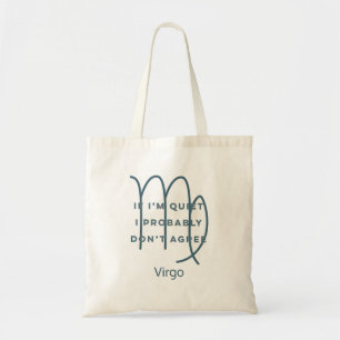 Bolsa Tote Virgo Zodiac - Sinal de Diversão Cota Azul e Branc