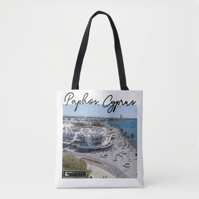Bolsa Tote Visão 2 do drone de Paphos Seafront (Frente)