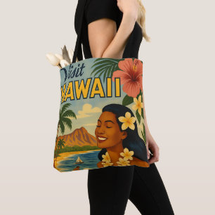 Bolsa Tote Visita de Meados do Século ao Turismo do Havaí Art