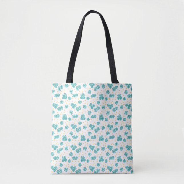Bolsa Tote Visitas e Pontos - Turquesa e Amarelo (Frente)