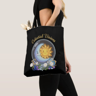 Bolsa Tote Visões Celestiais Sol Fofo e Tarot de Cristal da