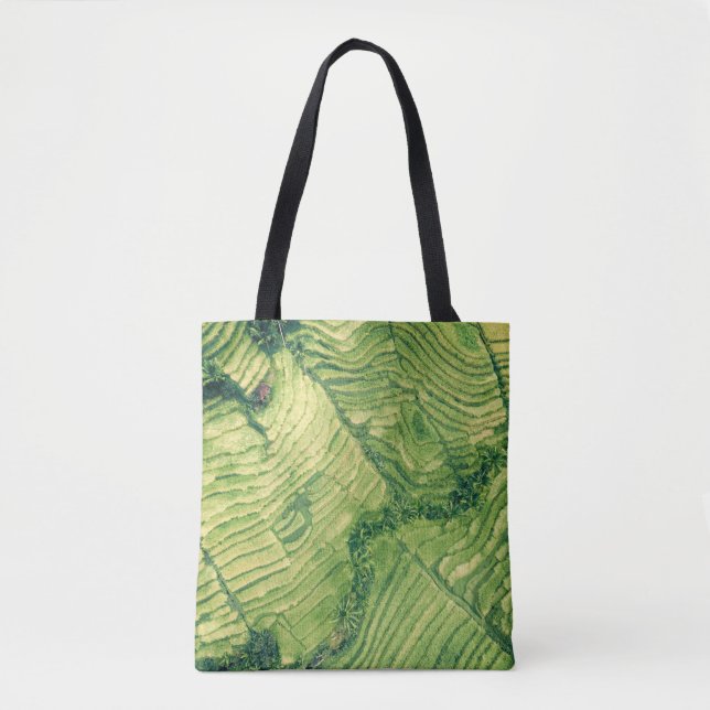 Bolsa Tote Vista aérea do campo verde (Frente)