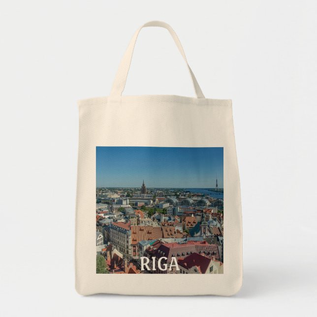 Bolsa Tote Vista da cidade antiga de Riga de cima (Frente)