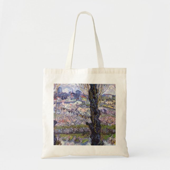 Bolsa Tote Vista de Arles Jardim Florido de Van Gogh (Frente)