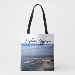 Bolsa Tote Vista de drone do porto e castelo de Paphos
