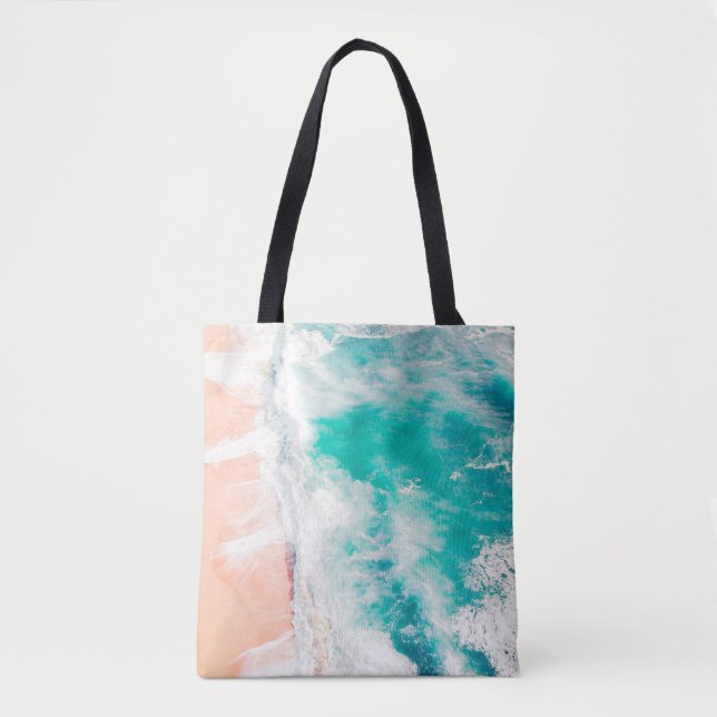 Bolsa Tote Vista de pássaro das ondas oceânicas (Frente)