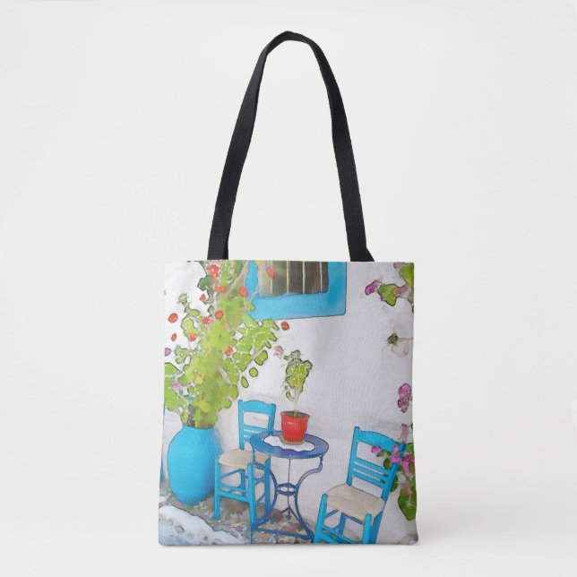 Bolsa Tote Vista de rua de aquarelas (Frente)