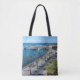 Bolsa Tote Vista do castelo de Paphos e do drone de Harbour