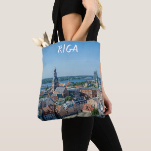 Bolsa Tote Vista do centro da cidade de Riga a partir de cima