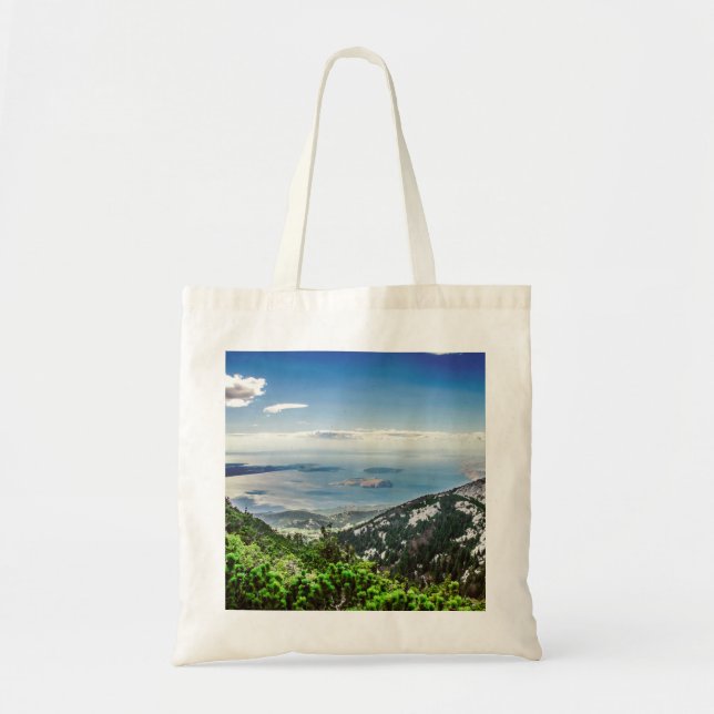 Bolsa Tote Vista do mar das montanhas (Frente)