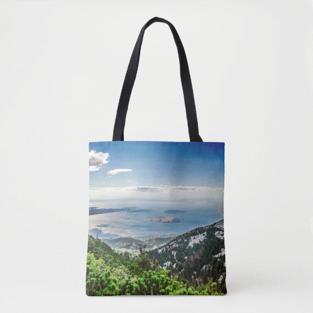 Bolsa Tote Vista do mar das montanhas (Frente)