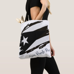 Bolsa Tote Viva Porto Rico Bandeira Branca e Preta