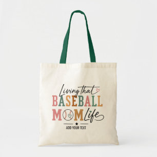 Bolsa Tote Vivendo a Vida de Mãe de Beisebol Retro Esportes