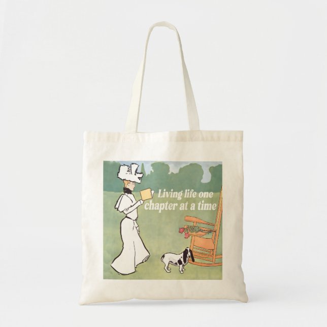 Bolsa Tote Vivendo a vida um capítulo de cada vez (Frente)