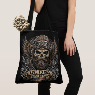 Bolsa Tote Viver para Andar Motoqueiro Caveira Barbuda