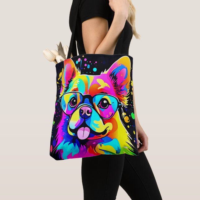 Bolsa Tote Vivid Canine Vibes Design (Close Up)