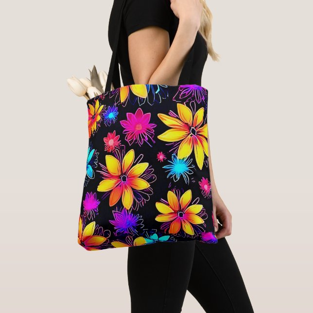 Bolsa Tote Vivid Neon Floral (Close Up)