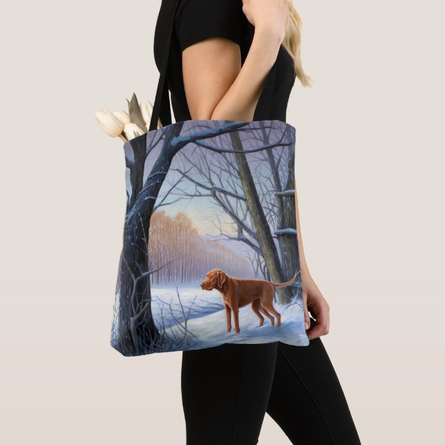 Bolsa Tote Vizla Deixe Nevar Natal (Close Up)
