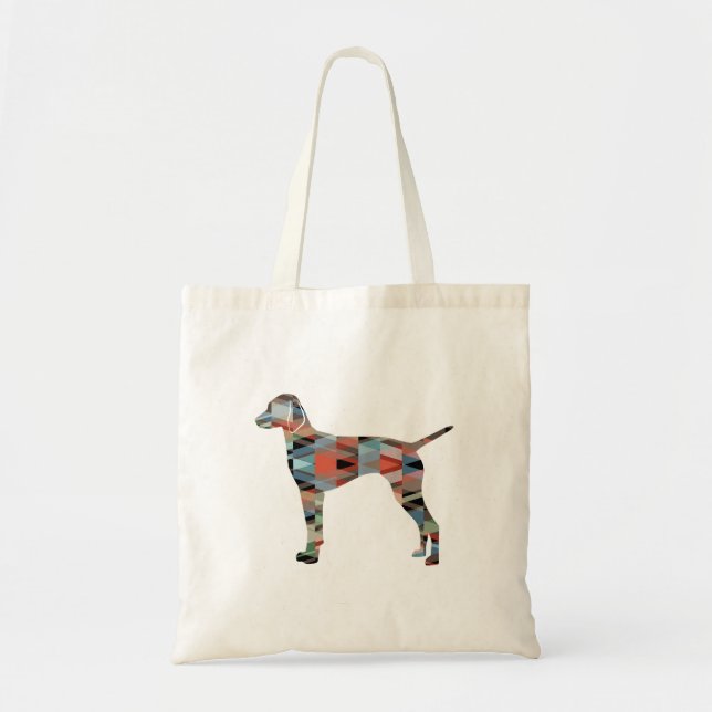 Bolsa Tote Vizsla Dog Geométrico Xadrez Silhouette (Frente)