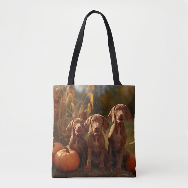 Bolsa Tote Vizsla Puppy Autumn Delight Pumpkin (Frente)