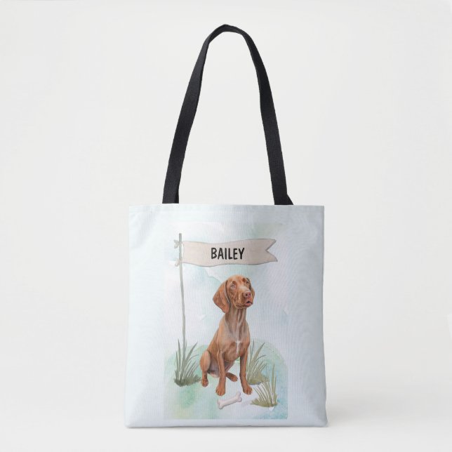 Bolsa Tote Vizsla Watercolor Personalized Dog (Frente)