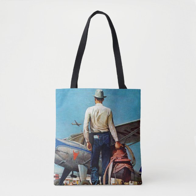 Bolsa Tote Voando Cowboy por Mead Schaeffer (Frente)