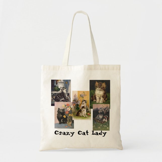Bolsa Tote Você é a Senhora Louca de Gato! Kittens Vitorianos (Frente)