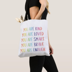 Bolsa Tote Você É Adorado, Arco-Íris, Afirmações Positivas