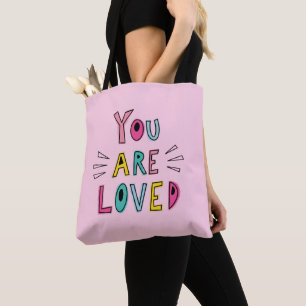 Bolsa Tote Você É Amado Citação Motivacional Rosa