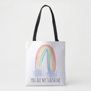 Bolsa Tote Você é meu sol arco-íris pintado aquarela